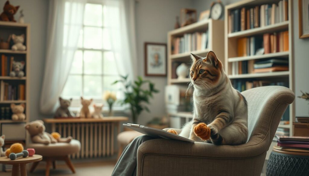 Katzenpsychologe bei der Arbeit