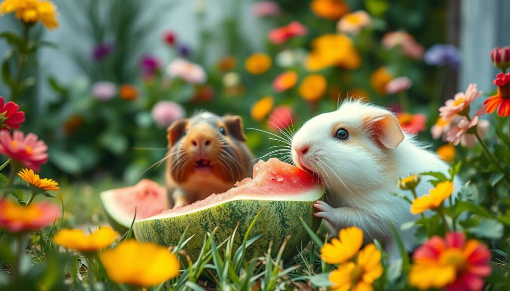 Meerschweinchen mit Wassermelone