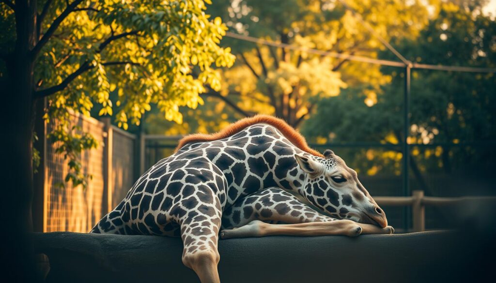Giraffenschlaf in Zoos