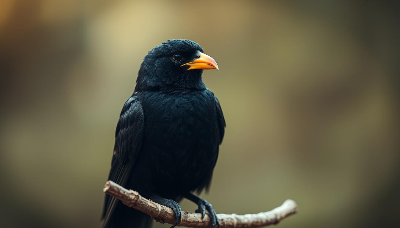schwarzer vogel gelber schnabel